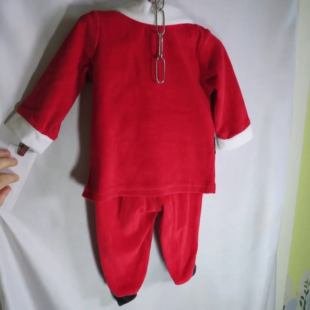 Baby Santa Christmas Costume 2pc top, footed bottom 6 months 12-16lbs